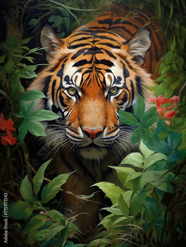 Majestic Wildlife Portraits  Stalking Tiger on Pathway Painting