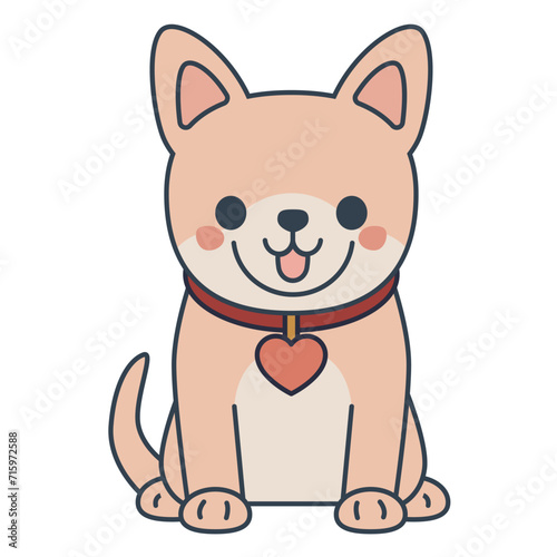 Funny orange welsh corgi and heart vector illustration. Cool dog welsh corgi. Cartoon dog