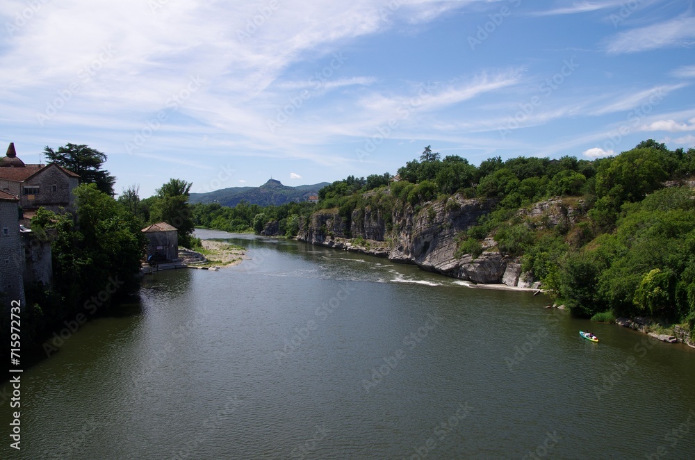 Fototapeta premium The river Ardeche in Ruoms in the South East of France, in Europe