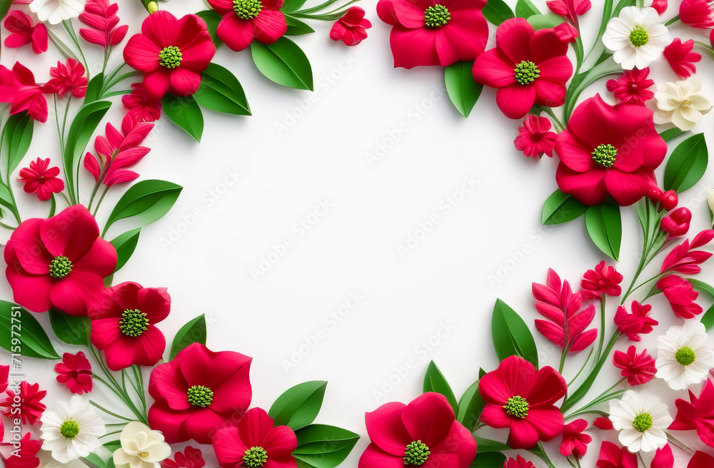 Fototapeta premium Card to Women's Day with place for text and floral motifs.