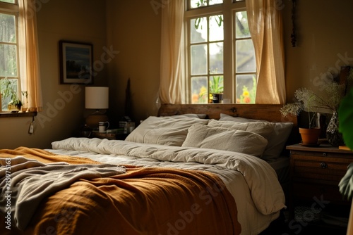 Interior of cozy bedroom at home