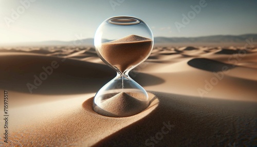 hourglass in the middle of the desert photo