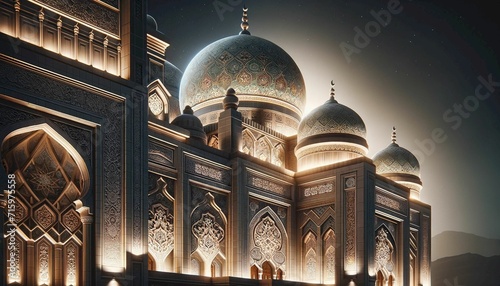 magnificent mosque at night. realistic