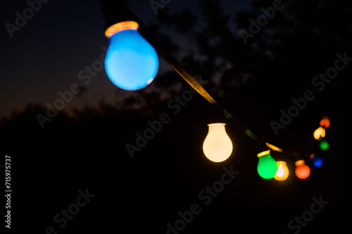 Colored light bulbs on a celebration