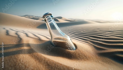 glass bottle in the middle of the desert