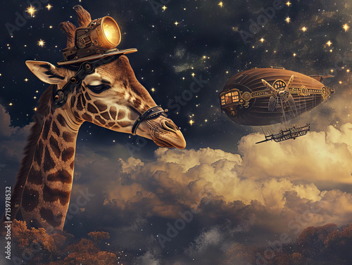 Steampunk giraffe explorer photo