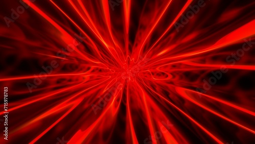 Abstract red stripes in space. Background with rotating lines neon Disco music futuristic template