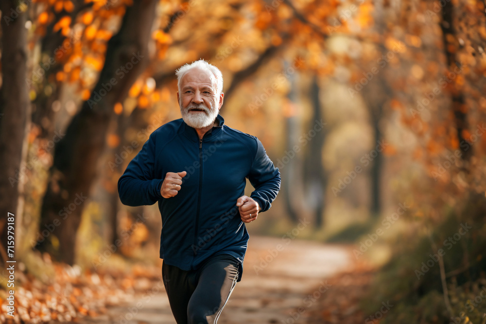 Senior Man Running for a Healthy, Longevity-Focused Lifestyle - Generative AI. Senior Man Running for a Healthy, Longevity-Focused Lifestyle - Generative AI.