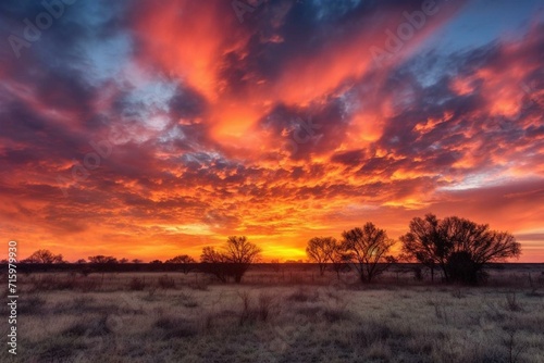 Expansive sunrise with vibrant clouds. Generative AI © Ayub