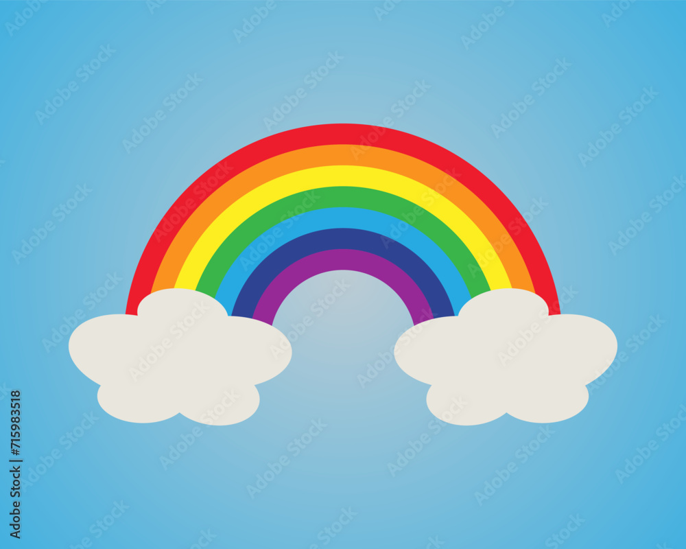 Cartoon rainbow with clouds. Vector illustration. Cartoon rainbow with clouds. Vector illustration.