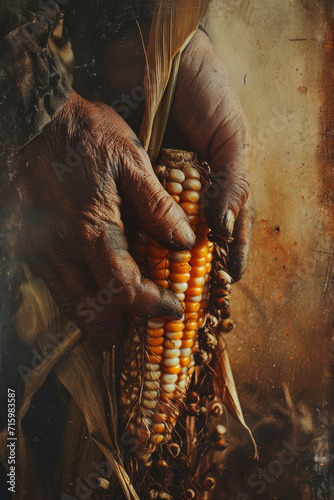 Hand touching an cob of corn © DB Media