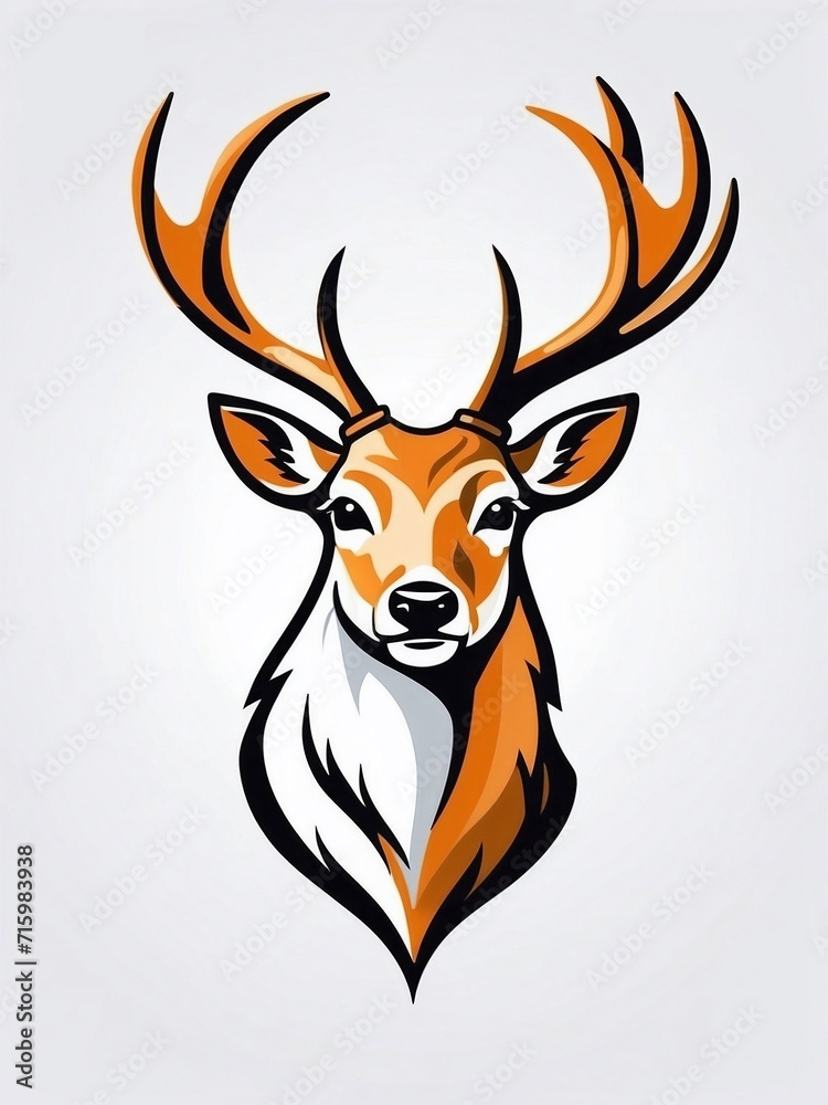 Flat vector deer illustration logo on isolated background Flat vector deer illustration logo on isolated background