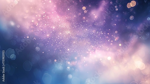 Shaped colorful light purple bokeh, blurred festive shining particles background photo