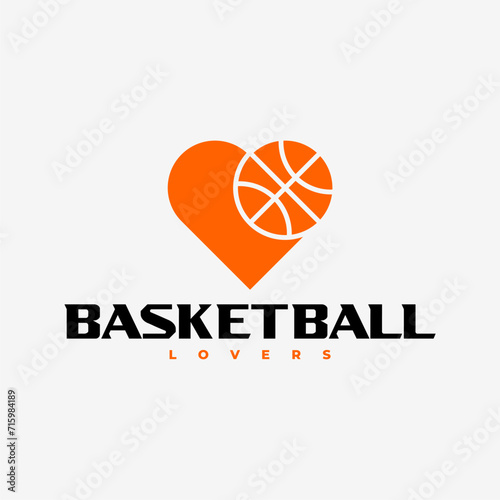 LOVE BASKETBALL LOVERS FANS CLUB LOGO VECTOR ICON ILLUSTRATION