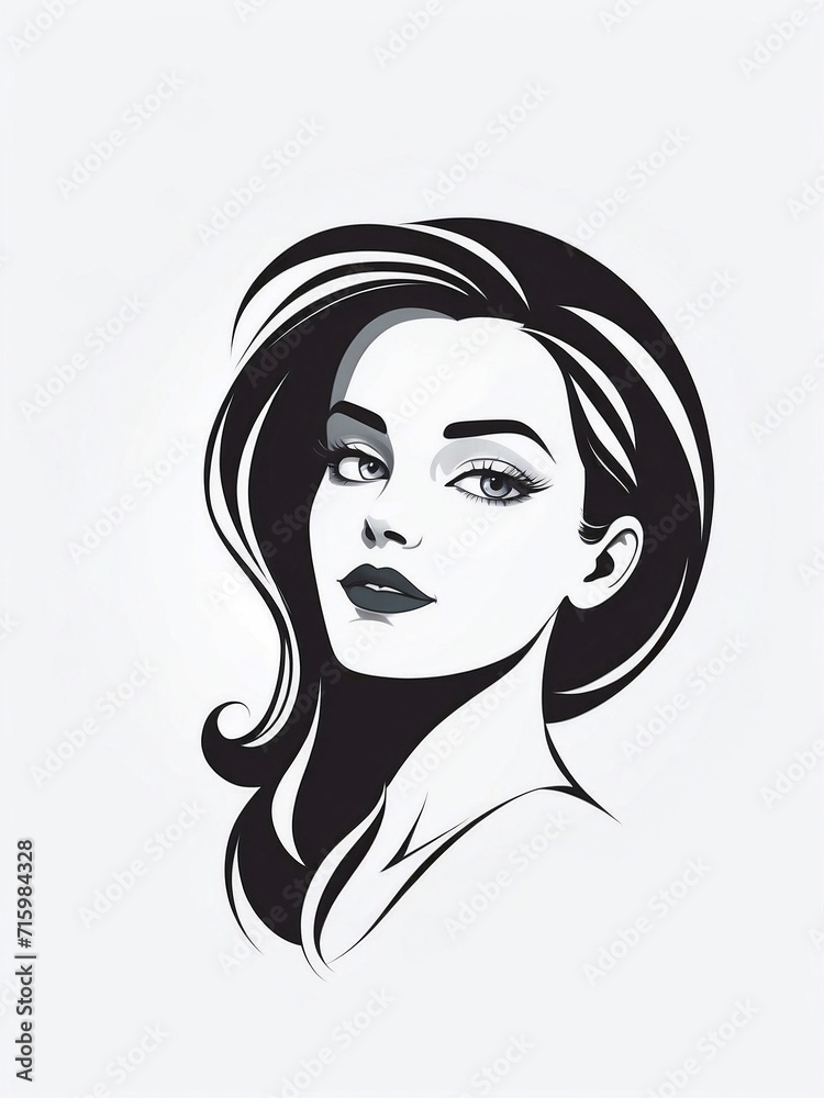 Flat vector woman illustration logo on isolated background Flat vector woman illustration logo on isolated background