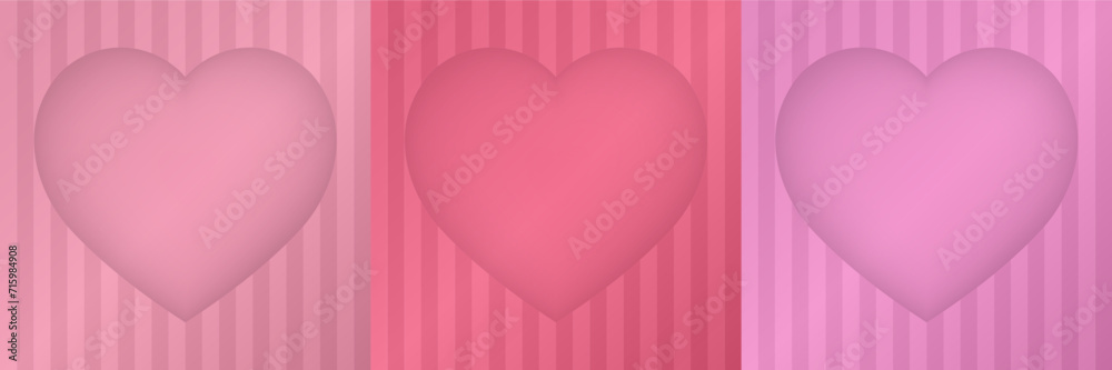 Pink and red abstarct backgrounds with arched windows and stripes. Heart-shaped niche or alcove.	