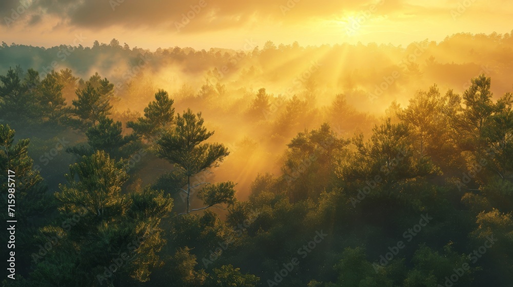 Naklejka premium Sunshine through the trees