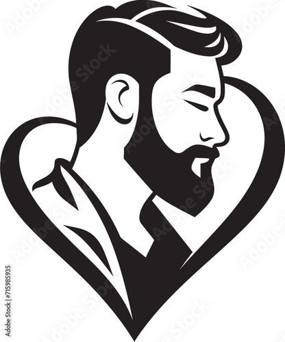 Cosmic Embrace Man in Love Logo with a Celestial Flair Abstract Reverie Black Icon Capturing Love in its Essence