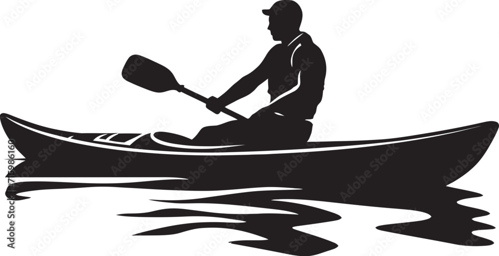 River Reverie Sleek Logo Design for the Kayak Dreamer Splash Symphony Black Icon Depicting the Joyful Rhythm of Kayaking