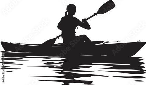 River Explorer Vector Icon Design of a Man Kayaking in Bold Black Watersport Wanderer Black Logo for the Kayak Adventurer