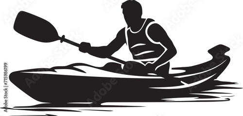 Paddle Pursuit Black Logo Design for the Enthusiastic Kayaker Liquid Labyrinth Kayaker Vector Icon in Stylish Black