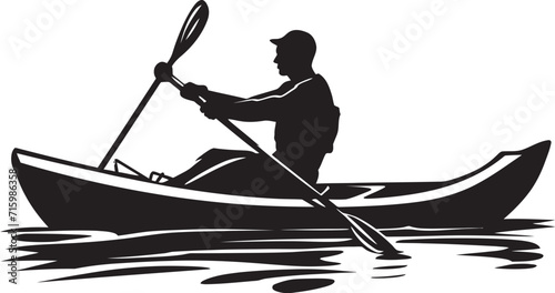 Aquatic Adventure Sleek Kayak Vector Logo for the Water Explorer Torrential Tranquility Black Logo Capturing the Essence of Kayaking