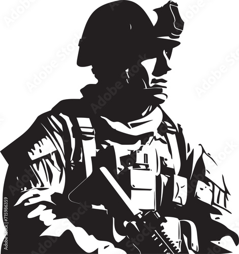 Lethal Enforcer Stylish Black Emblem Illustrating the Vigilance of a Soldier Shadow Marksman Iconic Design of a Military Professional Aiming with Precision