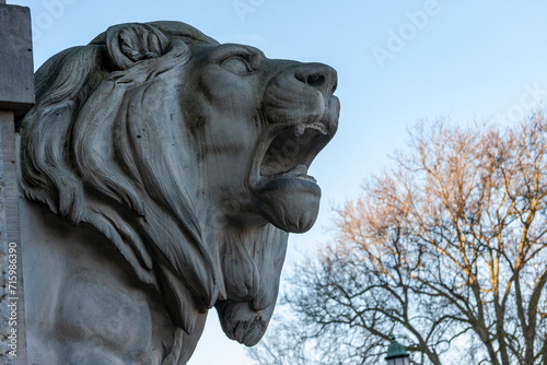 lion statue in front of a building in Hanover, Lower Saxony, Germany