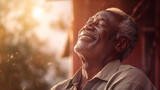 An elderly man enjoying sunlight