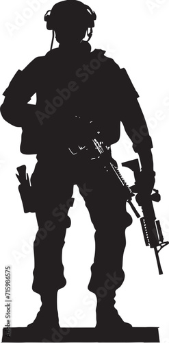 Rapid Response Enforcer Stylish Logo Illustration of a Military Man Ready for Action Camo Rifleman Iconic Design of a Soldier with a Gun in Military Camouflage
