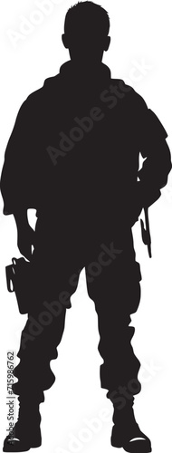 Tactical Sniper Black Icon of a Military Marksman with a Gun in Sleek Design Camo Enforcer Insignia Sleek Vector Logo Featuring a Soldier with a Gun in Military Camouflage