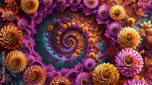 Psychedelic flower spiral maze