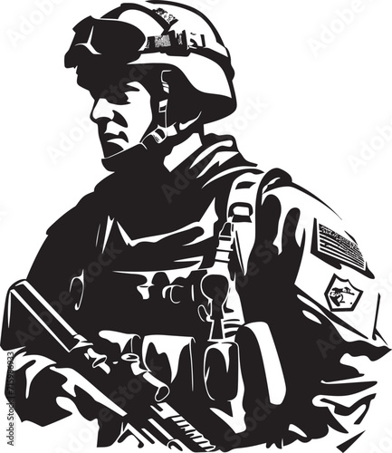 Wallpaper Mural Rapid Response Marksman Iconic Design Featuring a Soldier Ready for Immediate Action Camo Guardian Vector Logo Depicting a Military Man with a Gun in Camouflage Torontodigital.ca
