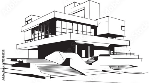 Urban Zenith Sleek Vector Depicting the Pinnacle of Modern Building Design in Black Steel and Glass Symphony Architectural Icon in Black Logo Design