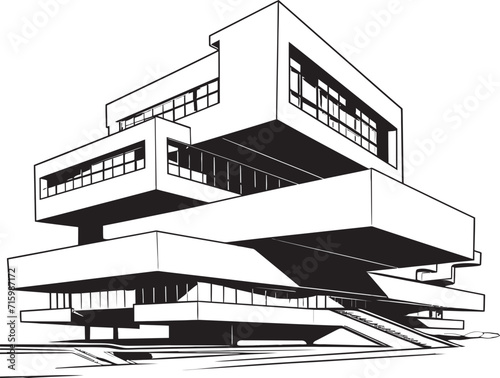 Skylines in Shadows Exterior Design Vector Icons in Sleek Black Define Urban Elegance Urban Zenith Bold Black Icons Unveil the Peak of Modern Building Design