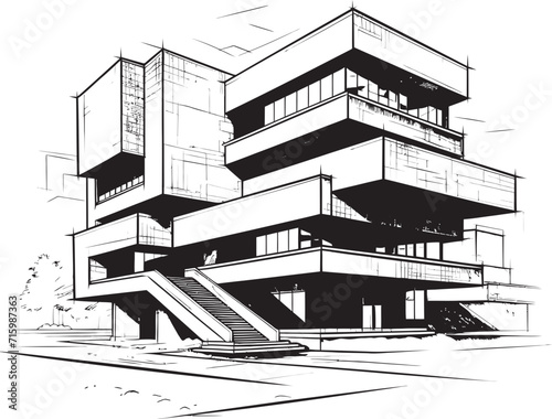 Urban Zenith Bold Black Icons Unveil the Peak of Modern Building Design Chromatic Contours Vector Icons Showcase the Intricacies of Modern Architecture in Bold Black