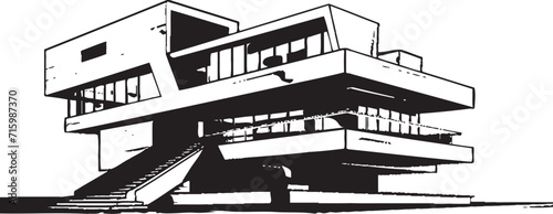 Urban Zenith Bold Black Icons Unveil the Peak of Modern Building Design Chromatic Contours Vector Icons Showcase the Intricacies of Modern Architecture in Bold Black