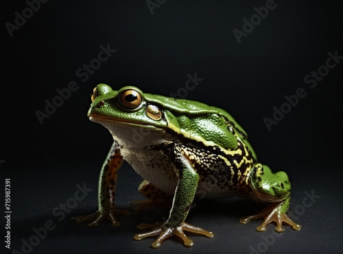 Green Frog on Black