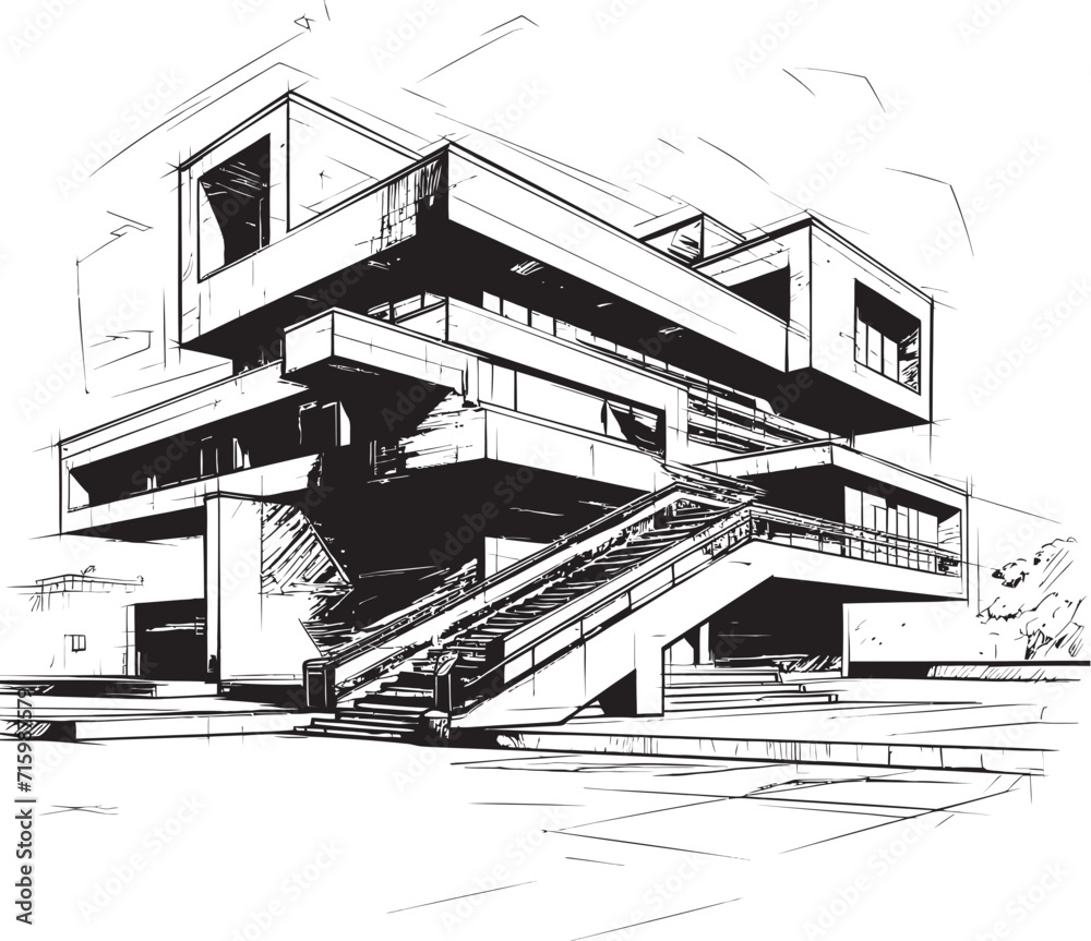 Fototapeta premium Urban Zenith Unveiled Bold Black Icons Define the Pinnacle of Modern Building Design Chromatic Contours Harmony Vector Icons Capture the Intricacies of Modern Architecture in Bold Black