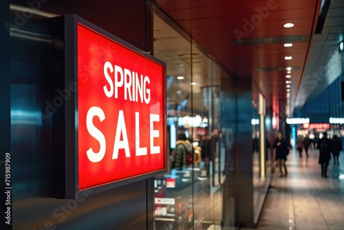 A striking "SPRING SALE" sign that takes center stage in a clean, uncluttered retail environment, signaling great seasonal deals