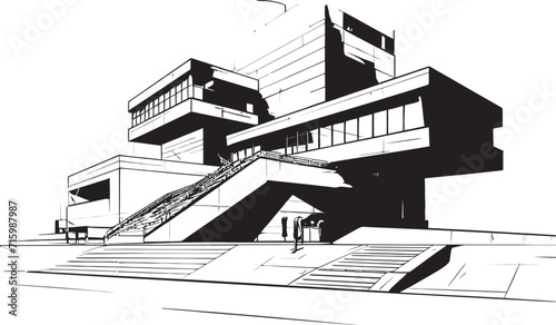 Urban Zenith Sleek Black Icon Depicting the Pinnacle of Modern Building Design Chromatic Contours Exterior Design Emblem Illustrating Modern Architecture in Black