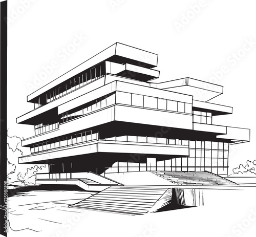 Skylines in Shadows Exterior Design Vector Emblem Depicting Contemporary Buildings in Black Urban Zenith Sleek Iconic Design Depicting the Pinnacle of Modern Building