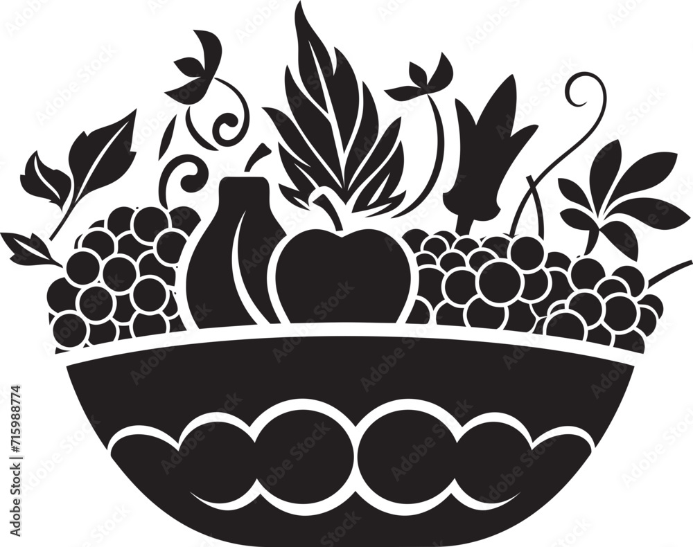 Wellness Wonders 90 Word Iconic Emblem for Nutritional Fruit Marvels Fruity Fusion Black Icon Celebrating 90 Words of Nutritional Excellence