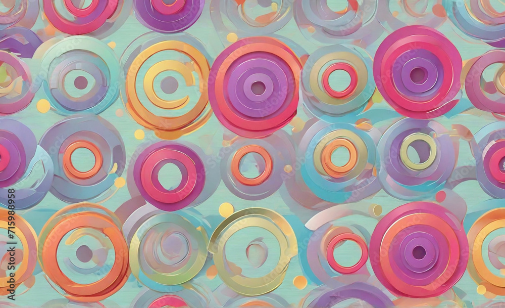 seamless pattern with circles, Colorful rings patterned background, Vector illustration , shaped seamless pattern background,  Website, application, games template. Computer, laptop wallpaper. Design 