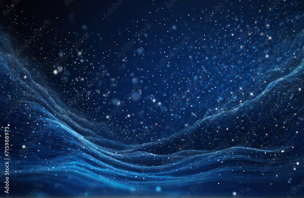 Fototapeta premium Dark blue airy particles flow vector design, abstract background with wave of flowing dots array