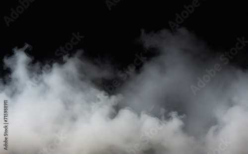 smoke on black background. Fog or smoke set isolated on black background. White cloudiness, mist or smog background. copy space background. Framed Vignette