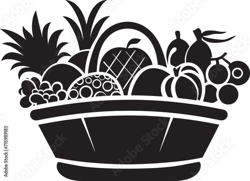 Balanced Symphony Icons Sleek Black Icons Illuminate the Balanced Symphony of Nutrient Rich Fruits in a Vector Basket Healthy Fusion Elegance Iconic Black Emblems Portray the Healthy Fusion of Nutrie