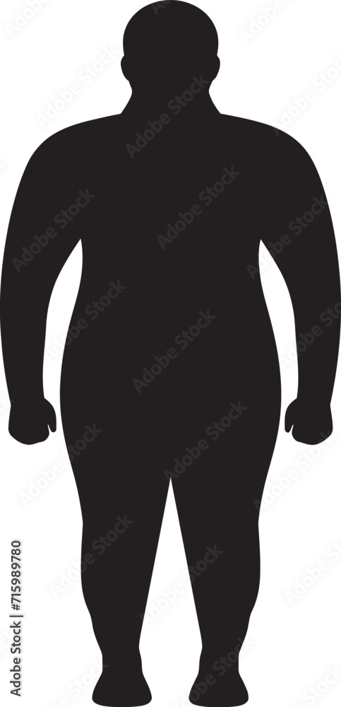 Obesity Outcry Black Iconic Human Figure Logo in 90 Words Trim Trends Emblem for Vector Logo in Black Against Obesity