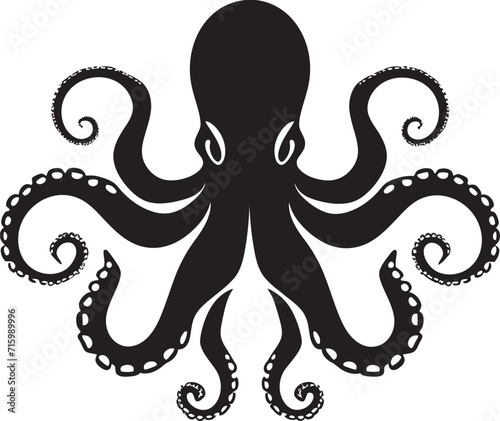 Dynamic Depths 90 Words Unveiling the Black Vector Octopus Logos Underwater Symphony Tidal Elegance Vector Octopus Logos 90 Word Black Iconic Design, a Sea of Intricacies