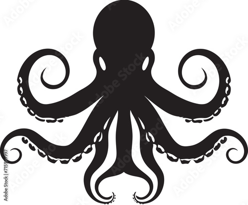Oceanic Odyssey Black Iconic Design Weaving a 90 Word Tale of Vector Octopus Artistry Dynamic Depths 90 Words Unveiling the Black Vector Octopus Logos Underwater Symphony